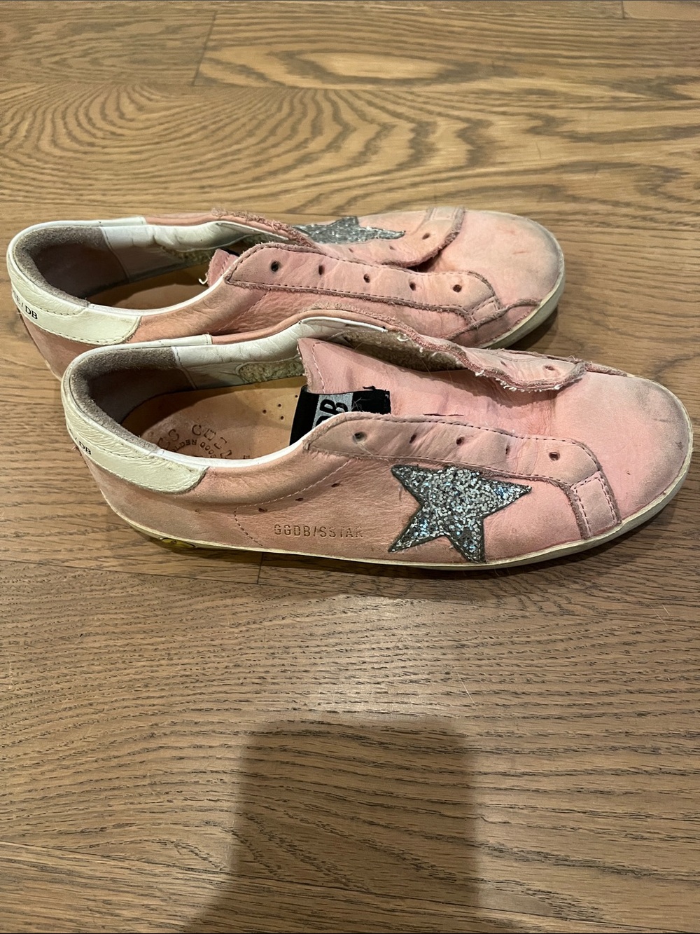 Golden Goose Kids Pink Sneakers with Silver Glitter Star